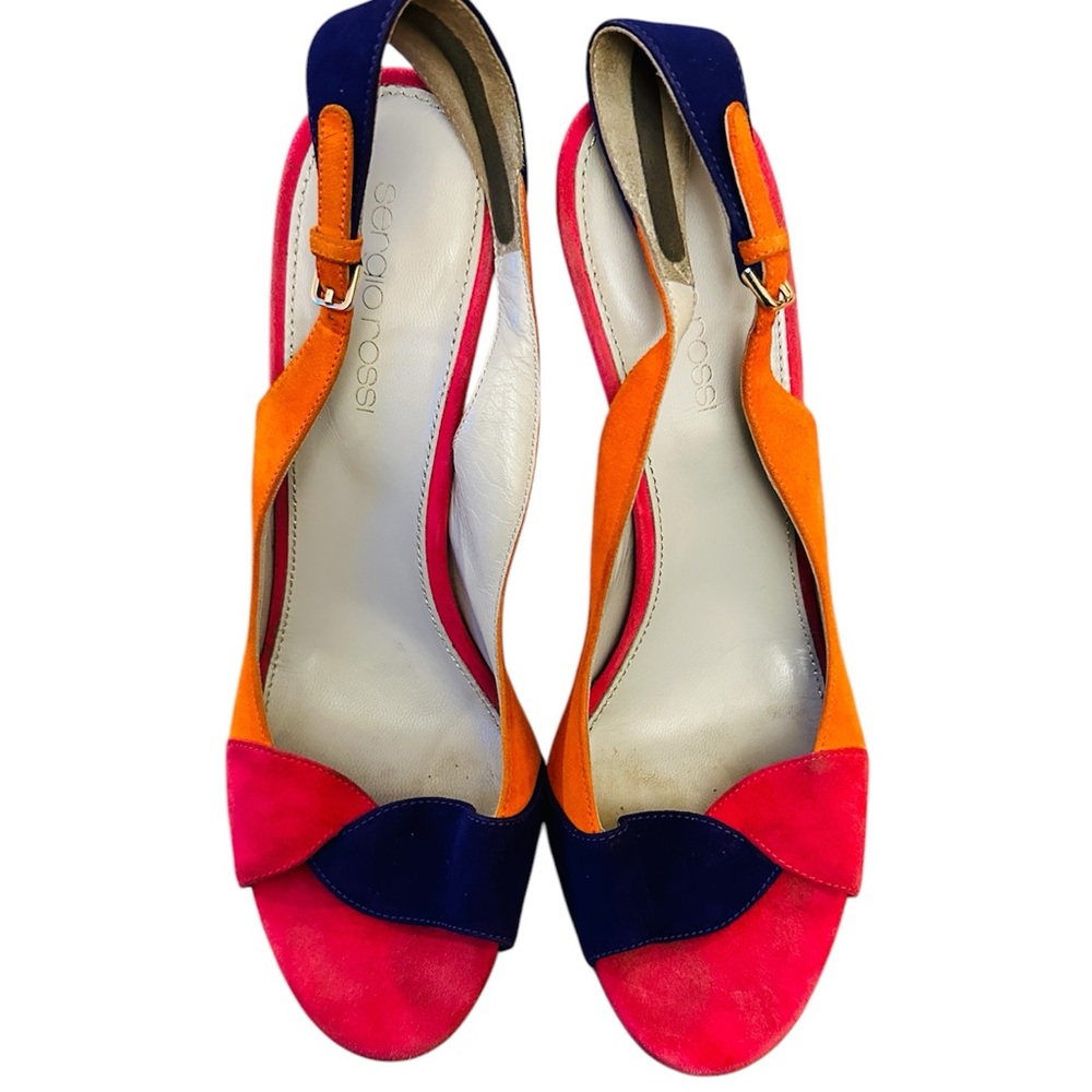 Sergio Rossi Multicolor Suede Open-toe Sandal